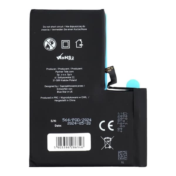 Blå stjerne iPhone 14 PRO MAX Batteri HQ 4323 mAh