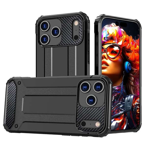 Telefontaske til iPhone 17 Pro Max Hybrid Armor - Sort