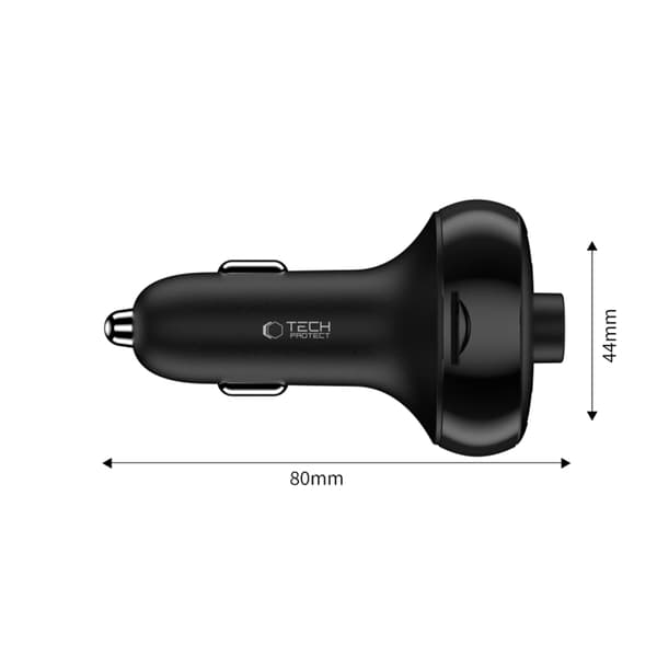 Tech-Protect Billaddare USB-C Till USB-A 72W Plus Bluetooth - Svart