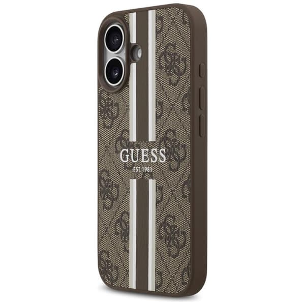 Guess telefontaske til iPhone 17 MagSafe 4G trykte striber - brun