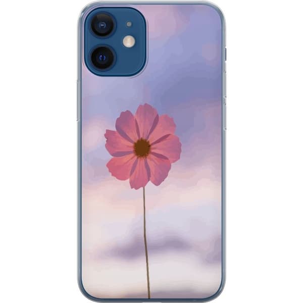 Telefontaske til Apple iPhone 12 med lyserød blomst