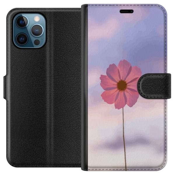 Pung Taske til Apple iPhone 12 Pro med Lyserød Blomst