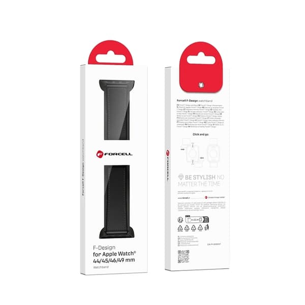 Forcell Apple Watch (38/40/41) ranneke nahkaa - Musta