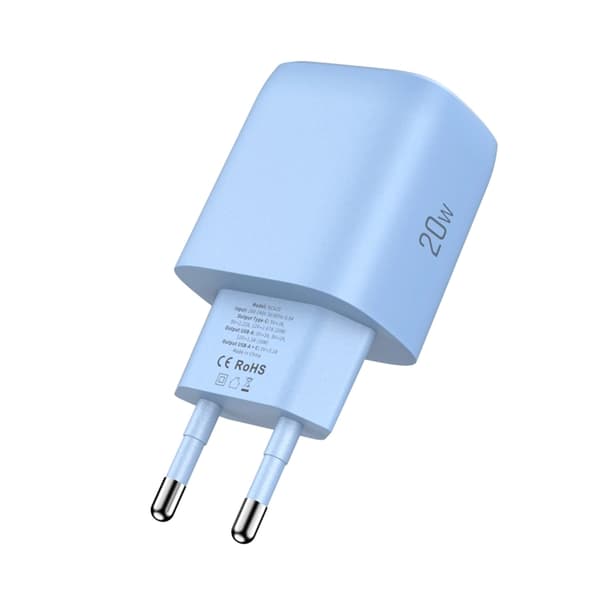 Tech-Protect Vægopladeradapter USB-A/USB-C 20W - Babyblå