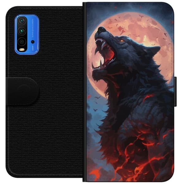 Tegnebog til Xiaomi Redmi Note 9 4G med hylende ulv