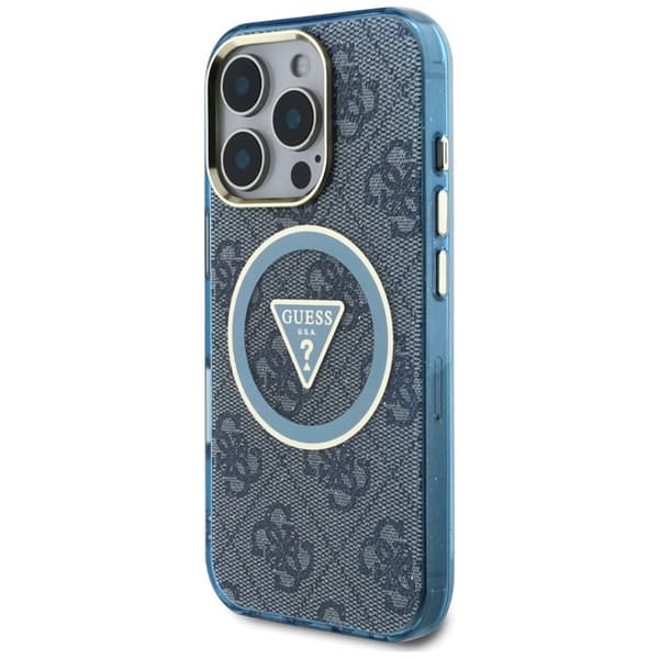 Guess Telefontaske til iPhone 16 Pro Magsafe Glitter - Blå