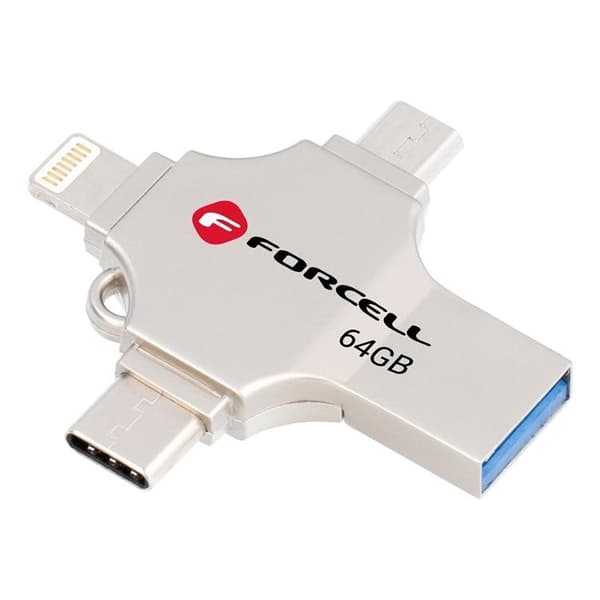 Forcell Pendrive 64 GB USB 3.2 Gen 1 (USB-A/USB-C/Lightning/Micro-USB)