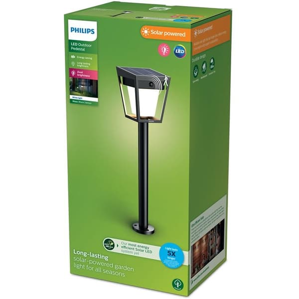 Philips Nissa Piedestal Solcell LED 250/20lm - Svart