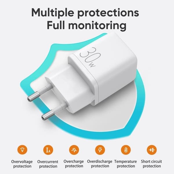 SiGN Mini Snabbladdare USB & USB-C PD & Q.C3.0. 3A 30W - Vit