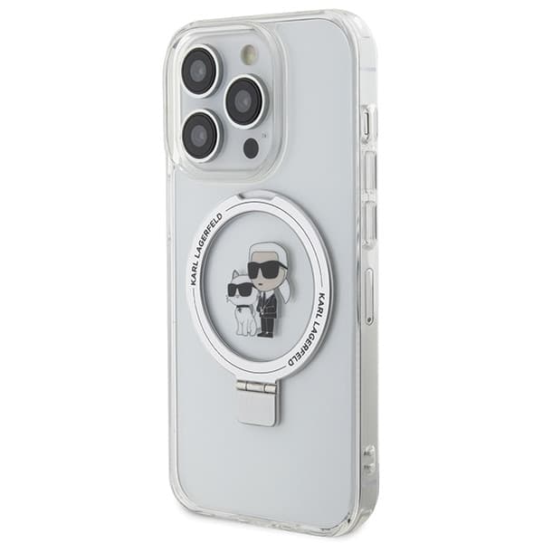 Karl Lagerfeld iPhone 15 Pro Taske MagSafe Ringstativ Choupette