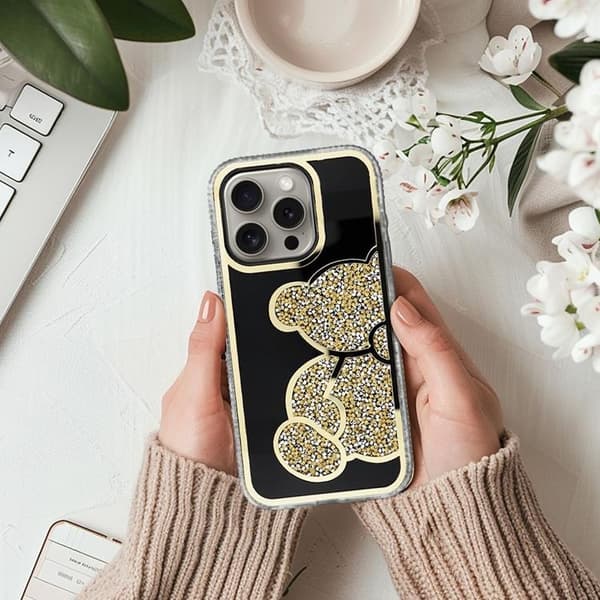 Telefontaske til iPhone 16 Bamse - Guld