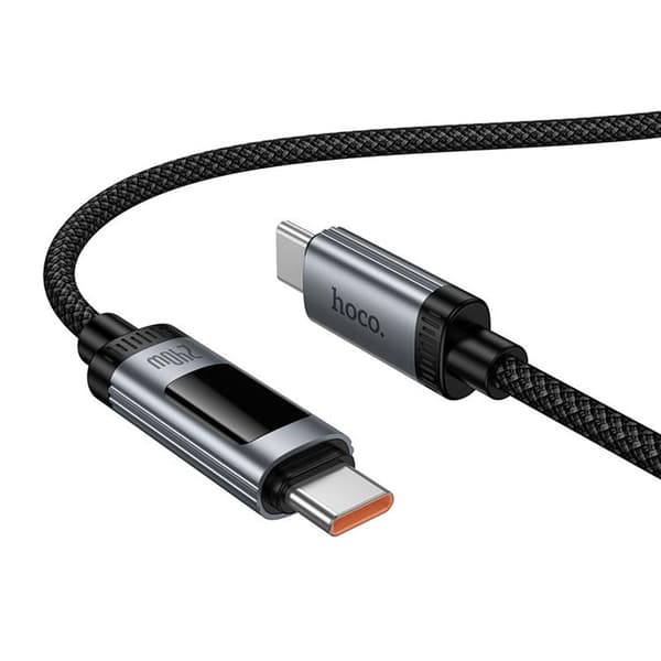 HOCO USB-C til USB-C 240W Kabel 6A 1.2m med Display U148 - Sort