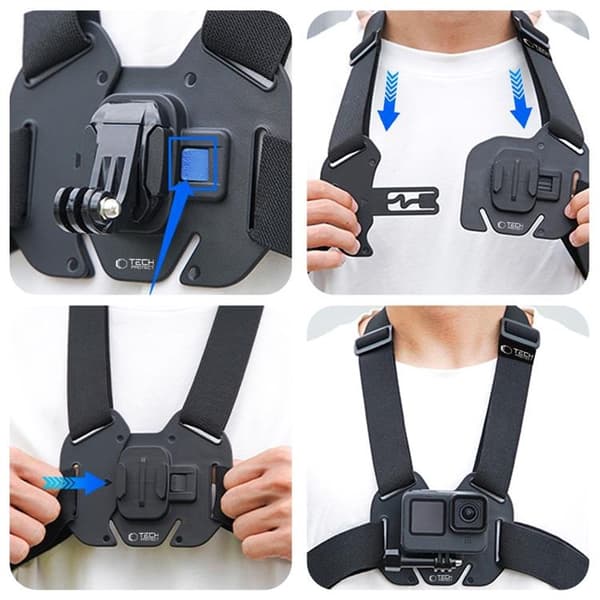 Tech-Protect Bröstfäste GoPro/DJI - Svart