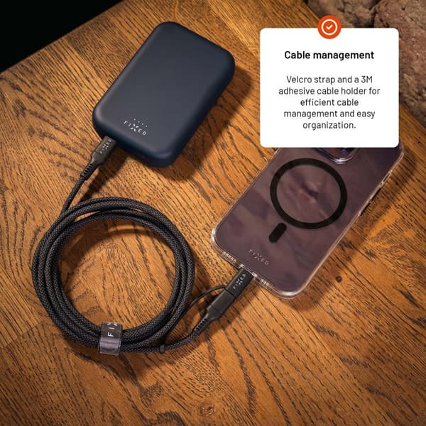FIXED 2in1 Combo 60W USB-C/Lightning kabel 3m Svart