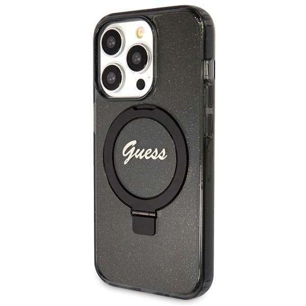 Guess Mobilskal till iPhone 13 Pro/13 MagSafe Ring Stand Script Glitter