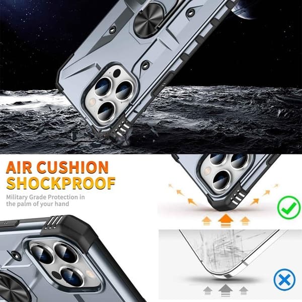 iPhone 14 Pro Max Etui Ringholder Armor - Babyblå