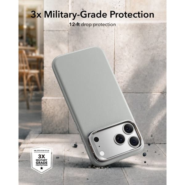 ESR Mobilskal För iPhone 18 Pro/17 Pro Magsafe Läder Kickstand - Grå