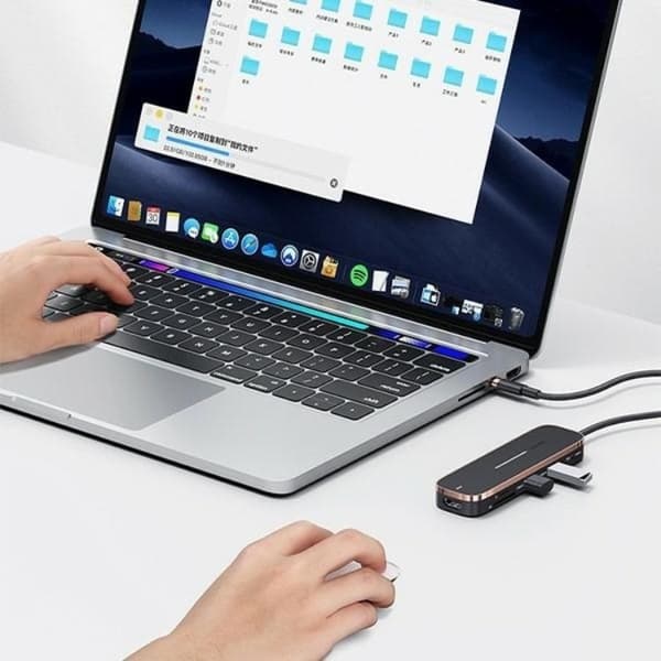 USAMS Adapter Hubb 2xUSB-A USB-C HDMI MicroSD SD - Svart