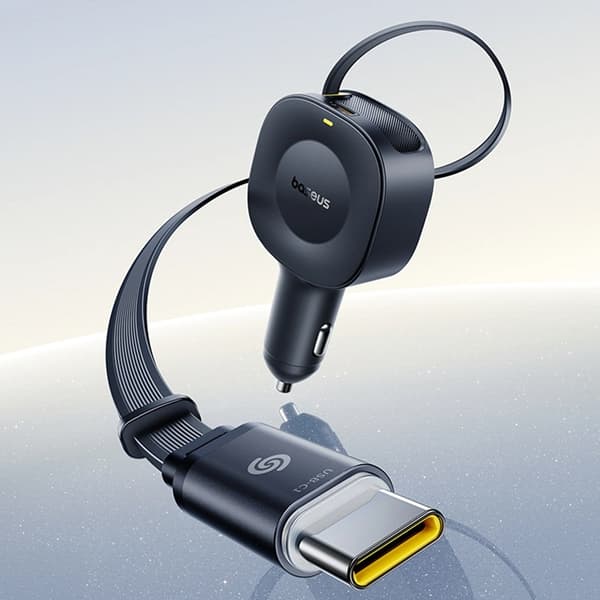 Baseus Biloplader 60W med Udtrækkeligt Kabel PrimeTrip VR1 - Sort
