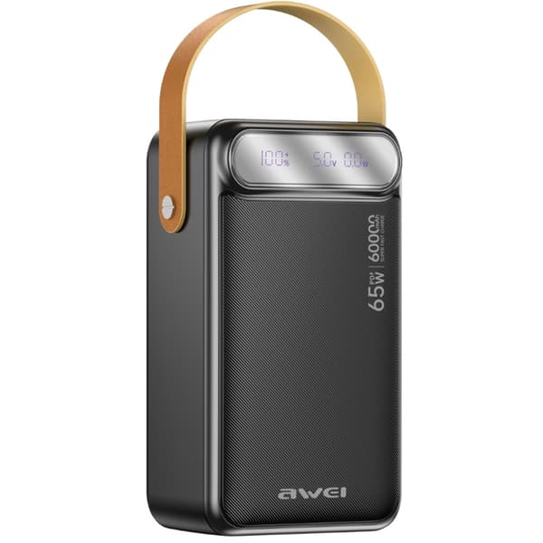 Awei Powerbank 60000mAh 65W 2xUSB-C 2xUSB-A PA-82 - Musta