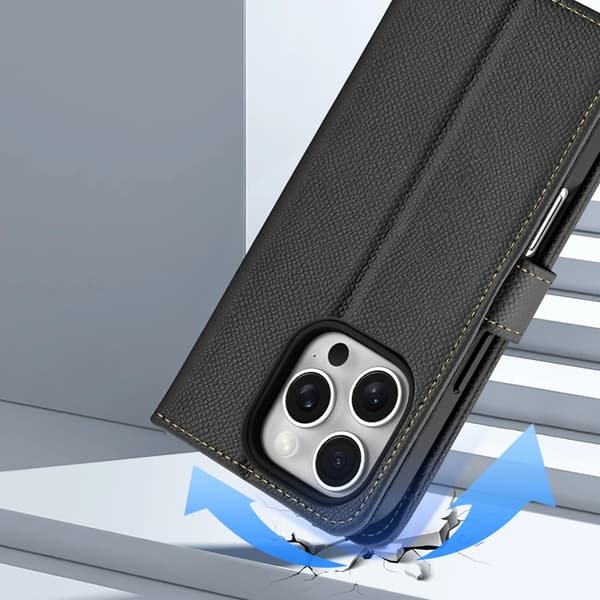 Dux Ducis iPhone 16 Pro Pung Taske Lawa Læder - Sort