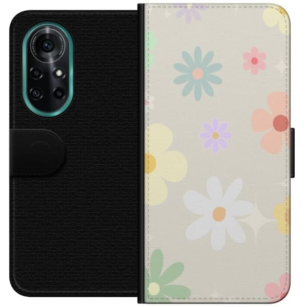 Plånboksfodral till Huawei nova 8 Pro med fejdande blommor