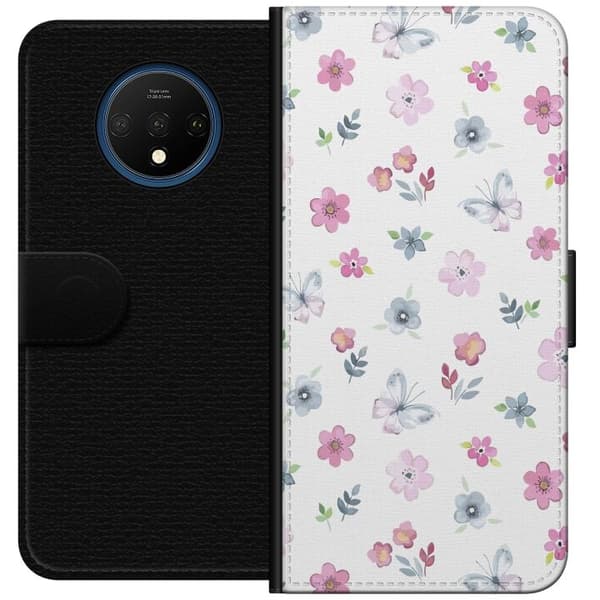 OnePlus 7T tegnebog med blomster og sommerfugle