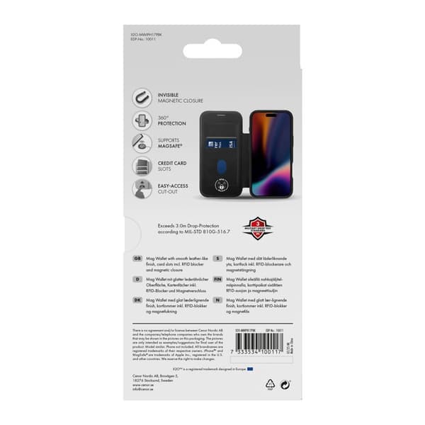 X2O Mag Wallet Plånboksfodral Apple iPhone 17 Pro Svart