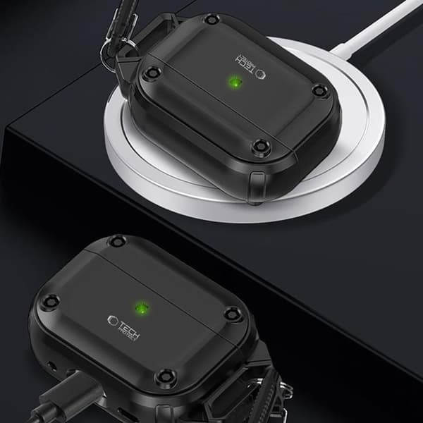 Tech-Protect Apple Airpods Pro 1/2 Skal Rough Hook - Svart