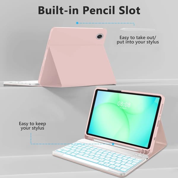 Tech-Protect Galaxy Tab A9 Tastaturetui - Lyserød