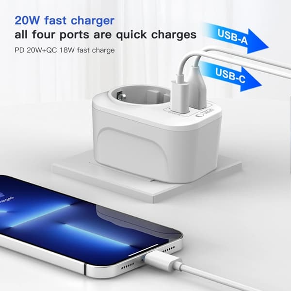 Tech-Protect Reseadapter US till EU TA100 - Vit