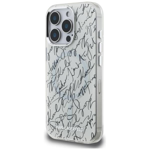 Karl Lagerfeld Mobilskal till iPhone 16 Pro Max MagSafe IML Karl Script - Vit