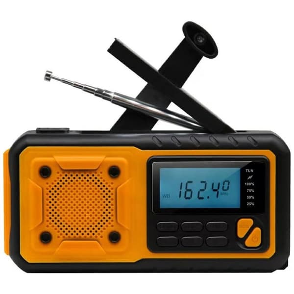 Radio AM/FM med Lommelygte Solpanel Håndsving IPX3 - Sort/Gul