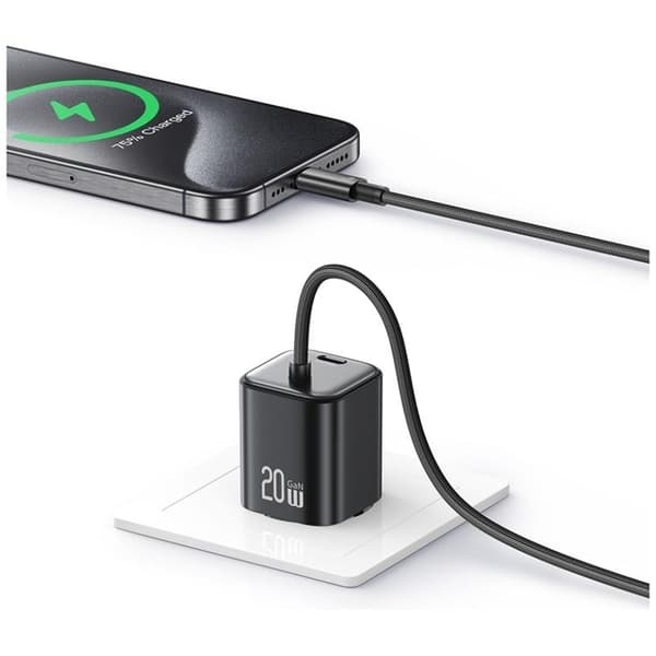 USAMS Hurtigoplader 20W 2xUSB-C GaN Mini JC - Sort