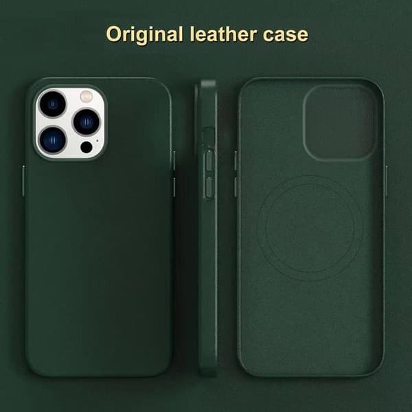 BOOM iPhone 14 Plus Cover Magsafe Ægte Læder - Grøn