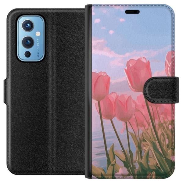 Plånboksfodral till OnePlus 9 med Rosa Tulpaner