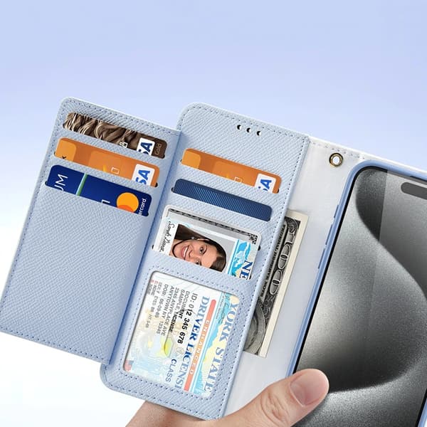 Dux Ducis iPhone 15 Pro Max Plånboksfodral Lawa Läder - Blå
