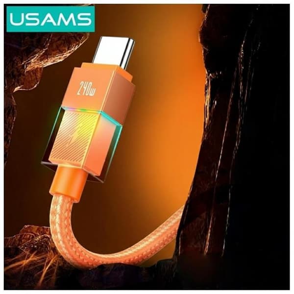 USAMS USB-C–USB-C 240W kaapeli 1.2m U93 - Oranssi