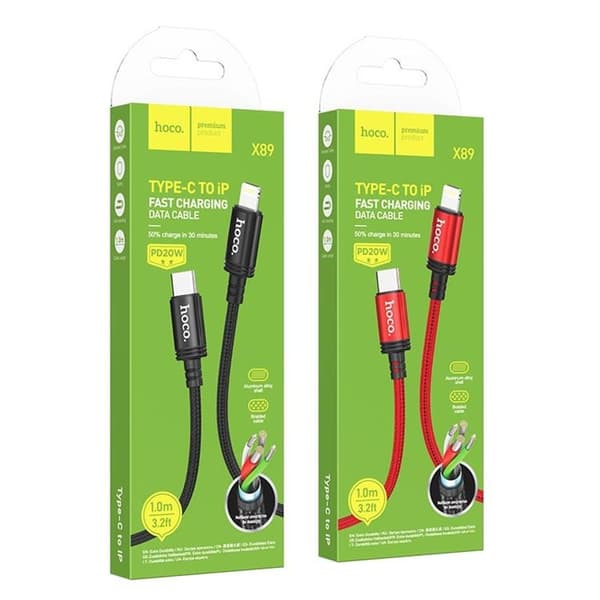 Hoco USB-C til Lightning Kabel PD 20W X89 1m Sort