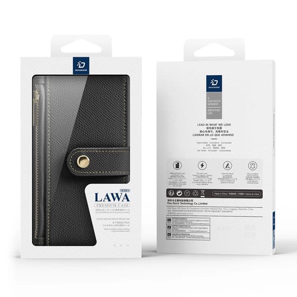 Dux Ducis iPhone 16 Pro Pung Taske Lawa Læder - Sort