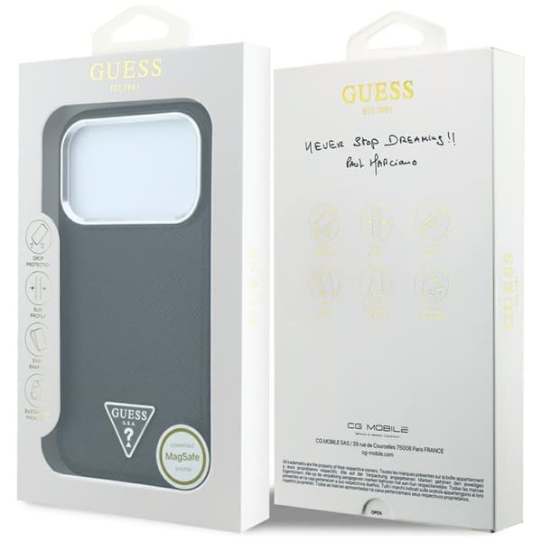 Guess Mobilskal För iPhone 18 Pro/17 Pro Magsafe Grained Triangle Logo