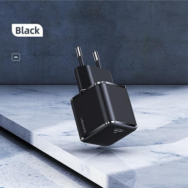 USAMS Vægoplader 1xUSB-C T42 Mini 25W Super SI PD3.0 Sort