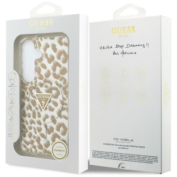 Guess Mobilskal För Galaxy S26 MagSafe IML Leopard Print Triangle