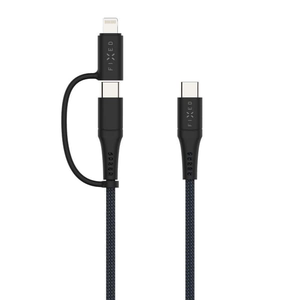 FIXED 2in1 Combo 60W USB-C/Lightning-kaapeli 2m Musta