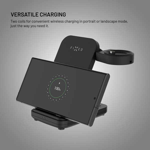 FIXED 3i1 Trådløs Ladestation designet til Garmin Watch Sort