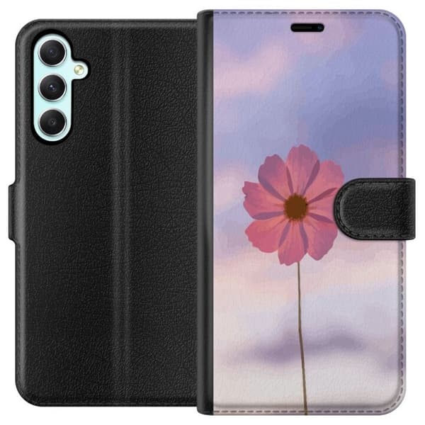 Pung Taske til Samsung Galaxy A34 med Lyserød Blomst