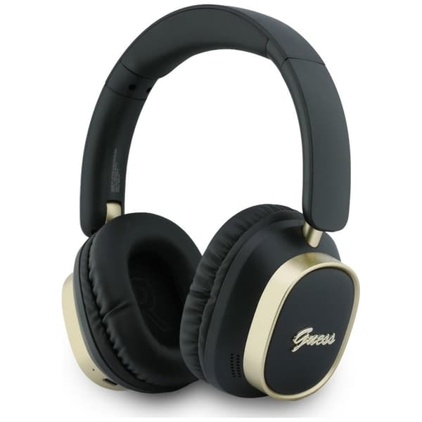 Guess On-Ear Kuulokkeet Bluetooth ENC Rectangle Metal Script - Musta