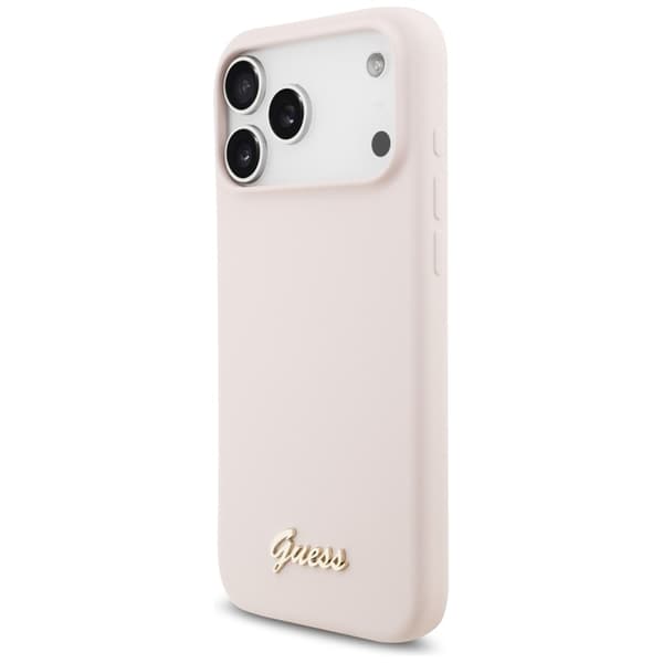 Guess Mobilskal För iPhone 17 Pro Max Magsafe Script Metal Logo - Rosa