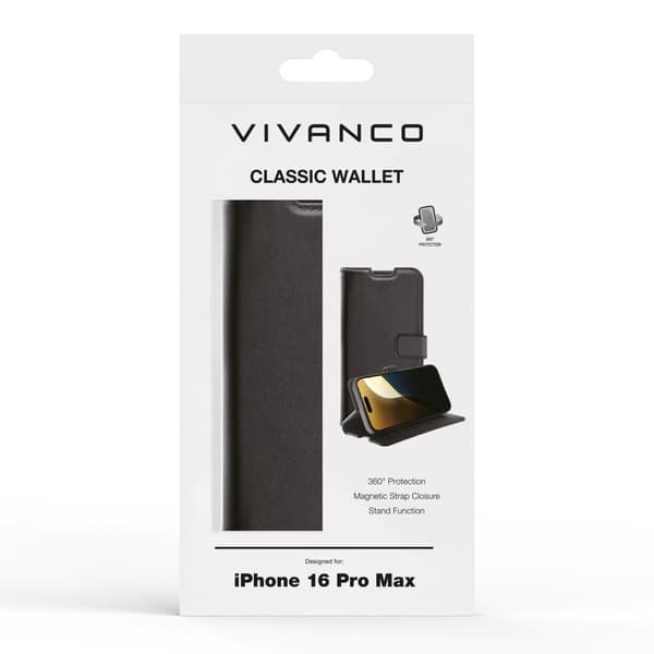 Vivanco Classic Pungcover iPhone 16 Pro Max Sort