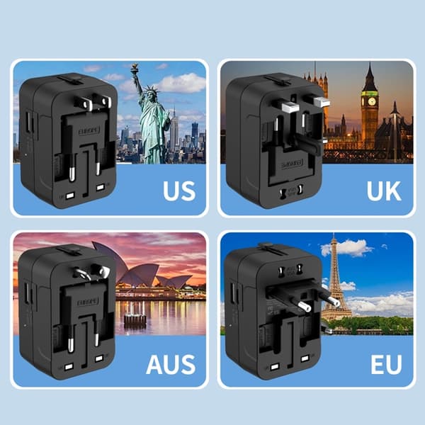 Tech-Protect Rejseadapter EU/UK/US/AU TA300 - Sort